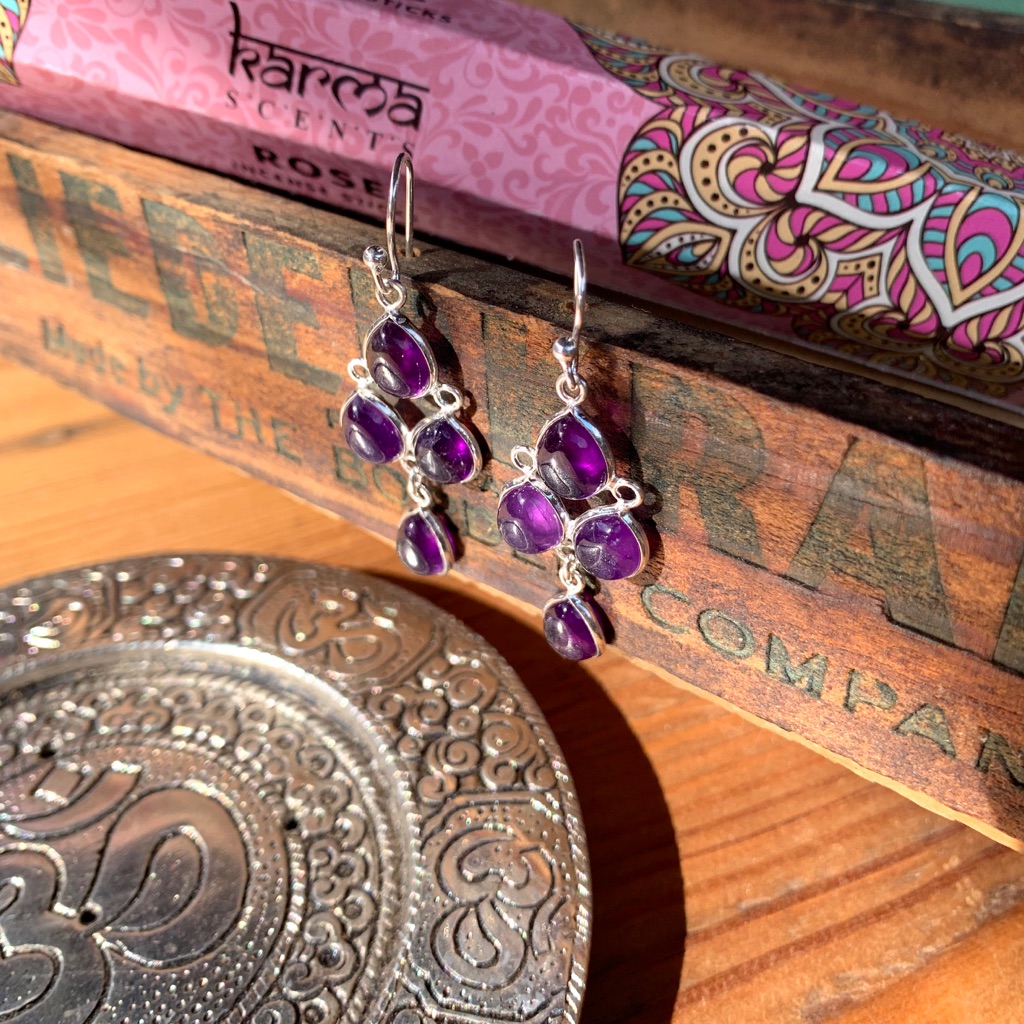 Amethyst + Sterling Boho Chandelier Earrings